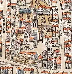 Mapa de París hacia 1550, Abadía de Saint-Martin-des-Champs
