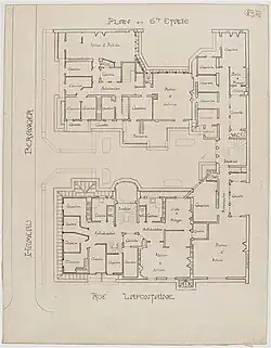 Dessin d'architecte assez simple au tracé et caractères noirs sur fond clair