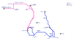 Plano de Autobús Urbano de El Espinar donde aparecen las dos líneas circulares del municipio