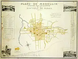 Plano de Medellín en 1889