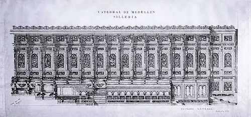 Alzado lateral de la sillería, firmado por Buscaglione en Turín en 1923.