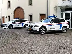 Vehículos de la Policía Gran Ducal en Mersch.