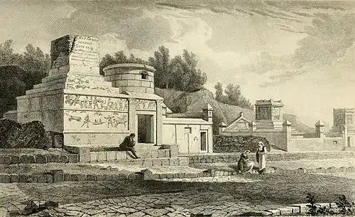Pompeya, tumba de Escauro (grabado del libro de Gell y Gandy, 1817)[69]​