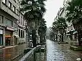 La calle bajo la lluvia en enero de 2012