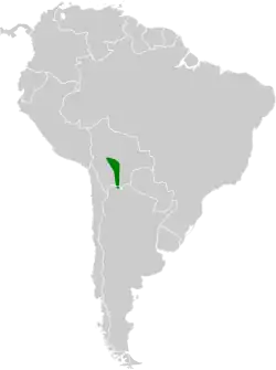 Distribución geográfica de la monterita boliviana.