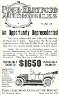 Anuncio de los automóviles Pope-Hartford (1914)