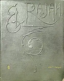 Portada del manuscrito de la partitura orquestal de la ópera El Rajah de José F. Vásquez
