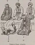 "Posturas del rezo", en An account of the manners and customs of the modern Egyptians, written in Egypt during the years 1833-1835, de Edward William Lane, 1836.