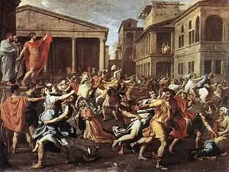 El Rapto de las Sabinas, de Nicolás Poussin. Óleo sobre tela (1637) Museo del Louvre.