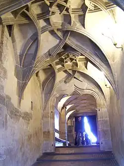 Escalera ecuestre[54]​ del castillo de Praga (ca. 1500)