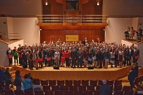 El ministro de Ciencia, Innovación y Universidades, Pedro Duque, presidiendo el día 19-11-2018, en el Auditorio Nacional de Música, el acto de entrega de los Premios Nacionales Fin de Carrera de Educación Universitaria del curso 2013-2014.