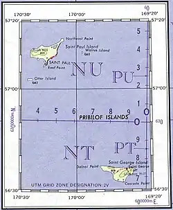 Mapa de las islas Pribilof.