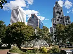 El skyline de Providence desde el parque