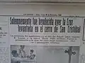 Noticia cubierta por el diario La Prensa por inauguración de la cruz monumental del cerro San Cristóbal.