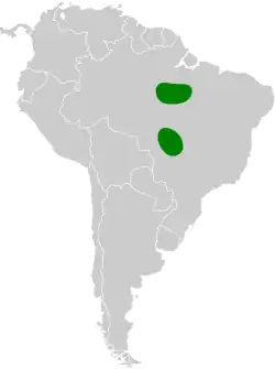 Distribución geográfica del ojodefuego del Tapajós.