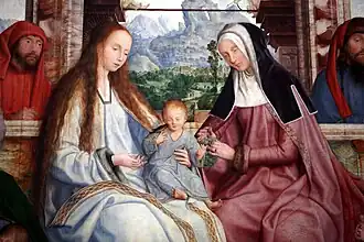 Detalle del Tríptico de la Cofradía de Santa Ana de Lovaina, de Quintin Metsys, primer tercio del siglo XVI.