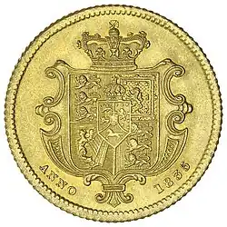 Gold coin showing a heraldic shield