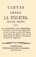 Cartas sobre la policía. Es el libro más voluminoso impreso por Ramón Domingo (1820)