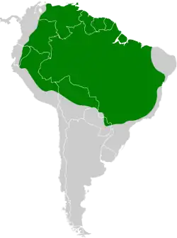 Distribución geográfica de la tángara picoplata.