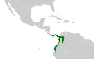 Distribución geográfica de la tangara culigualda.