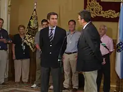 Recepción del Presidente de la Junta de Galicia a la Congregación del Carmen de Carabanchel, con motivo de la peregrinación a Santiago para realizar la ofrenda al Apóstol en 2010
