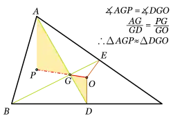 2. Los triángulos AGP y DGO son semejantes.