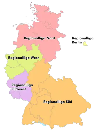 Las Regionalligen de 1963 a 1974.