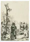 Crucifixión, de Rembrandt, 1635.