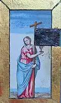 Representación de la Fe en la puerta del sagrario.