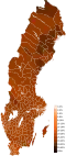 Mapa de resultado del Partido Socialdemócrata Sueco (S)