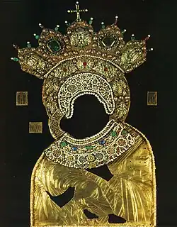 Cubierta utilizada para el ícono de la Virgen de Vladímir.