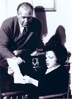 Ronald Neame (left) and Judy Garland on the set of "I Could Go On Singing" in 1963