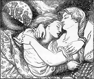 Ilustración para Goblin Market and Other Poems (1862), primer libro de poemas de Christina Rossetti.