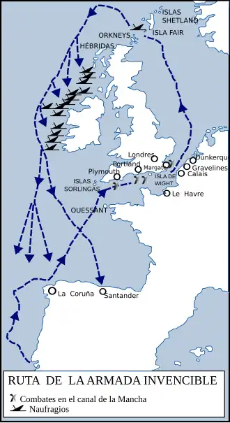 Navegación de la Armada Invencible, 1588.