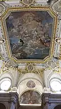 La monarquía española que rinde homenaje a la Religión fresco en la escalera del Palacio Real de Madrid
