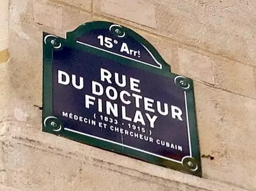 Cartel de la calle del Dr. Finlay, en París - Francia.