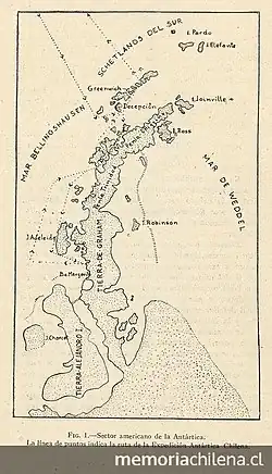 Ruta Primera Expedición Antártica Chilena
