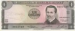 Anverso Billete de un Colón 1967