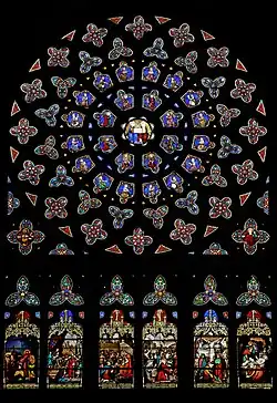 Rosace et vitraux de la Trinité des Anges et des Saints