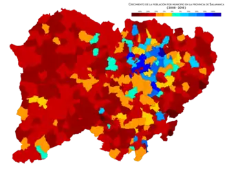Crecimiento de la población entre 2008 y 2018