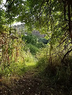 Vista de entorno a la salida de la boca sur (al fondo la Ermita de Santiaguito)