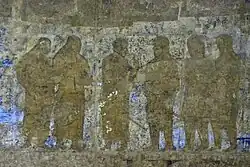 Fresco del Palacio Afrasiab del siglo VII al VIII. Los chambelanes e intérpretes de Sogdiana presentan a los mensajeros tibetanos.