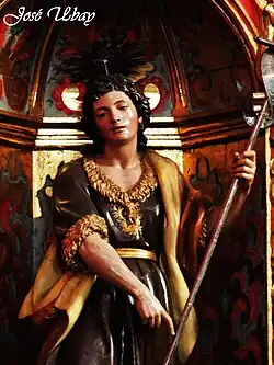 San Juan Bautista, titular de la basílica y patrono de la ciudad, es obra de Fernando Estévez de Salas.