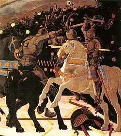 Detalle de La batalla de San Romano de Ucello (ca. 1450).