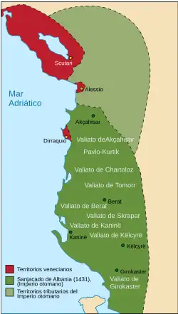 Albania bajo control otomano en 1431