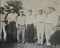 Izquierda a derecha: "El negro" Urbina, Manuel Rodríguez, Luis Fiallos, Luis Rogelio Carbajal Ayala, Federico Gallardo Fuentes y Juan Ramón Cruz Irías. Fotografía del año 1955.