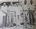 Izquierda a derecha: Oscar Lara Erazo, Salen Sakán (Chileno), DR. Daniel Lara Erazo, Joaquín Perdomo y Luis Sierra. Fotografía del año 1960