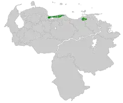 Distribución geográfica del churrín de Caracas.