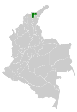 Distribución geográfica del churrín de Santa Marta.