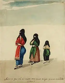 Señora que vá a misa con una vieja y una criadita (1800)